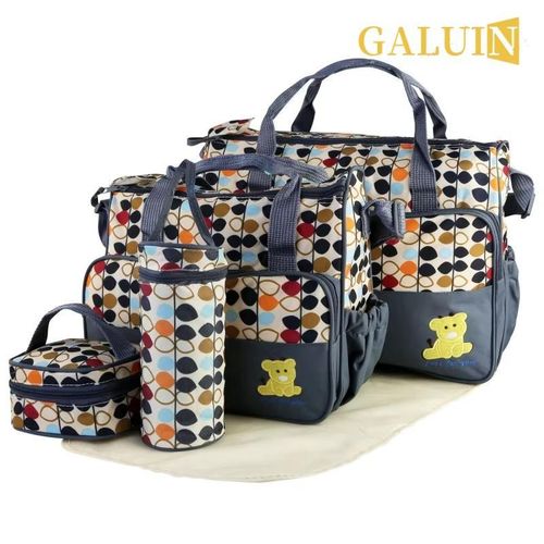 Ensemble de 5 sacs à langer pour bébé, sacs à bandoulière pour maman avec matelas à langer et poches isothermes, sacs de voyage