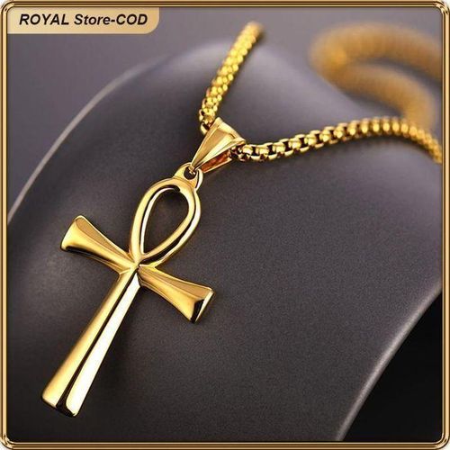Collier pour hommes avec pendentif croix en acier inoxydable incrusté de bijoux