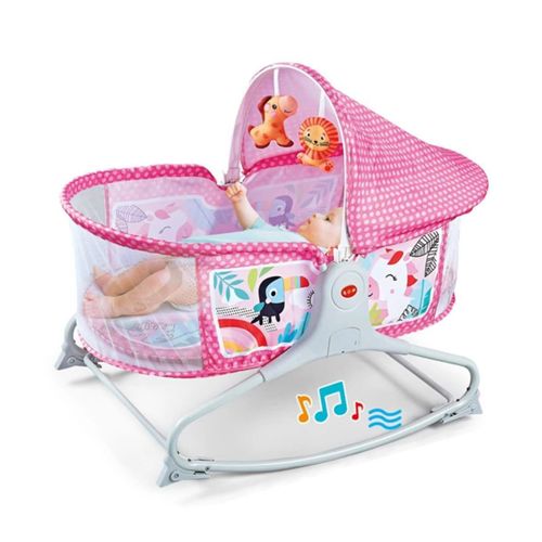 Berceau balancelle bébé avec moustiquaire et jouets suspendus