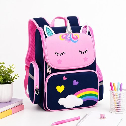 Sac à Dos Scolaire Enfant Licorne Arc-en-Ciel