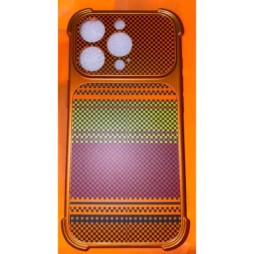 Coque De Téléphone Texturée En Fibre Compatible Pour iPhone 16 Pro Avec Pare Chocs Souple Plaqué - ORANGE