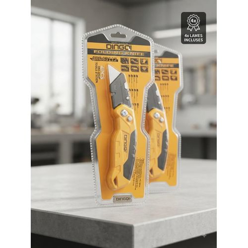 Cutter Professionnel - Couteau Utilitaire Pliant DINGQI (Réf: 63112)+ 4 Lames Incluses