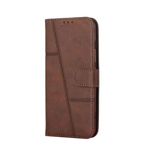 Étui Coque A Rabat Compatible Pour Tecno Camon 30 -marron +1 Antichoc