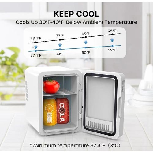 Mini Réfrigérateur Portable pour maison et voiture avec interface en miroir lumineux LED 4L