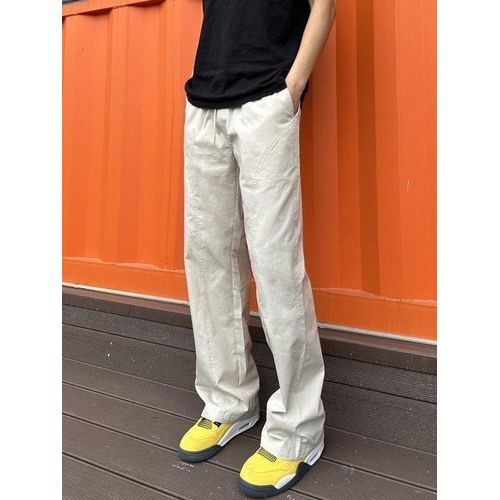 Pantalon Homme Jambe Large Respirant — Coupe Ample Poches Latérales — Beige