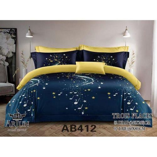 QUALITE ARJUN Lot De 2 Draps + 2 Taies – Design Élégant et Confort Assuré Pour 3 Places