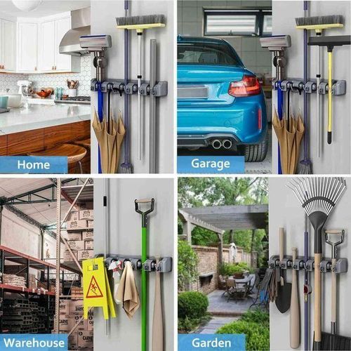 Support Pour Balai Et Serpillère - Organiseur Mural Pour Outils De Garage - Idéal Pour La Maison, La Cuisine, Le Garage