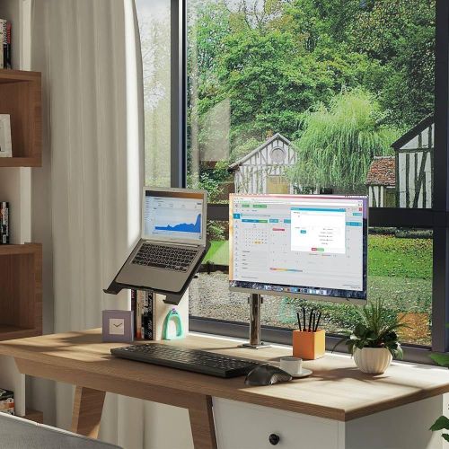 Support Pour écran Double Et Ordinateur Portable - Pivotant 360°/Télescopique