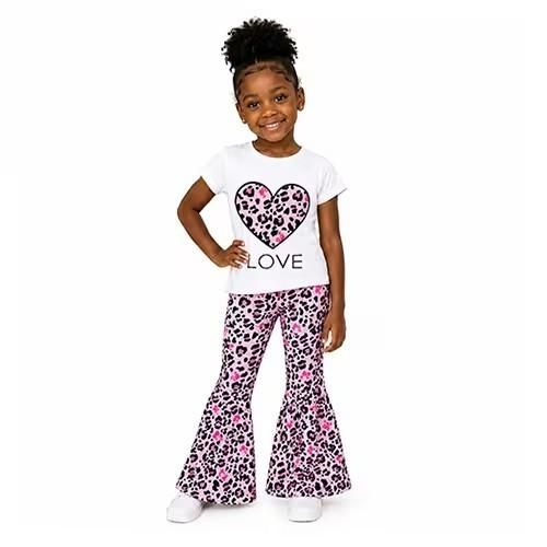 Ensemble 2 pièces fillette design Love – 4 à 8 ans - Rose / multicouleurs