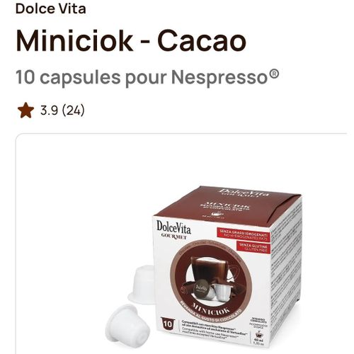 Cacao - MiniCiock - 10 capsules pour Machine Nespresso