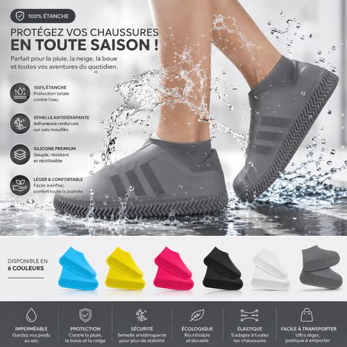 Couvre-Chaussures Imperméables en Silicone Réutilisables – Antidérapants, Protection Pluie & Boue – Gris Taille L ( 39-43)