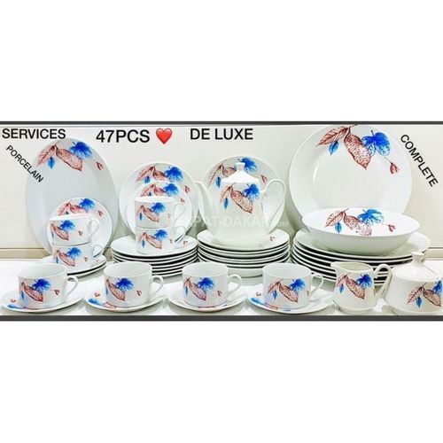 Service 47 Pièces En Porcelaine -Blanc