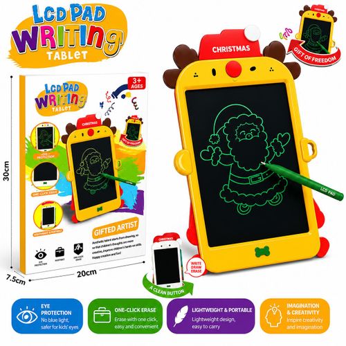Tablette d'Écriture LCD Renne de Noël 8,5 Pouces pour Enfants – Tableau de Dessin Électronique Réutilisable avec Effacement en Un Clic, Stylet Inclus
