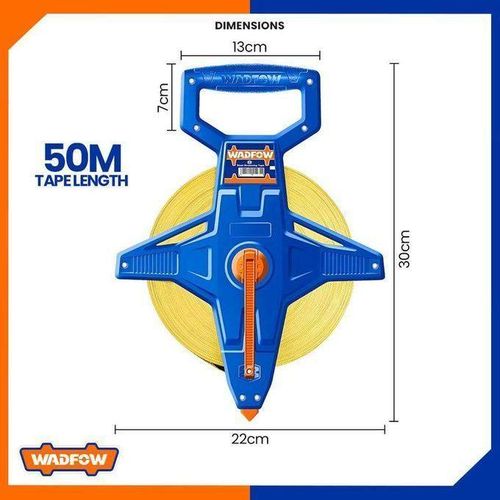 WADFOW WMT2550 - Décamètre 50m - Ruban à Mesurer En Fibre De Verre- 50m X 12mm BV