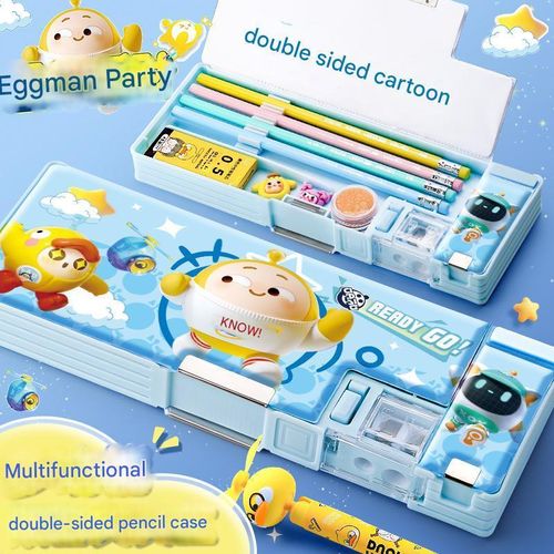 Trousse multifonction, plumier double face pour garçons avec taille-crayon intégré