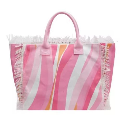Sac Cabas iconique rose-blanc de luxe pour femme sac fourre -tout pour sortie pic-nique et voyage