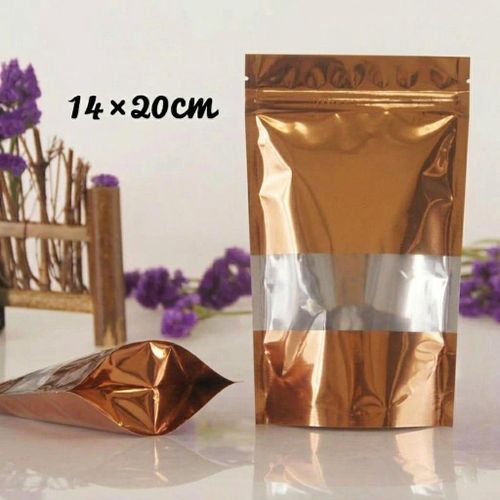 Lot de 100 Sachet Zip Bronze Étanche et hermétique – sacs zip – emballages zip – pour café, thé, épices, snacks, produits cosmétiques..