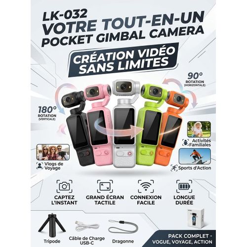 Caméra LK-032 de poche stylé Tout en un pocket Gimbal caméra pour fille et garçon