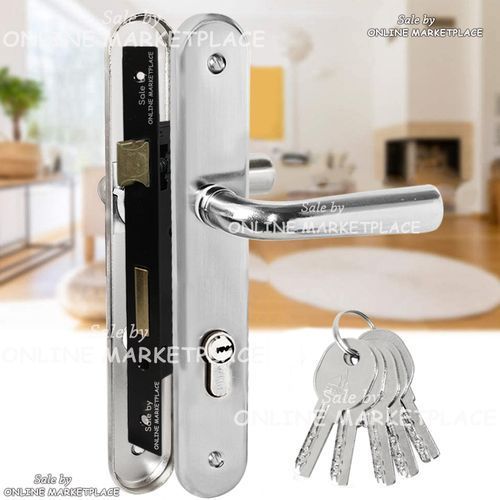 Poignée De Porte+Serrure Encastrable + 5 Clés