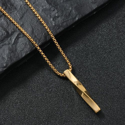 Longue chaîne Homme 60 cm Doré, collier minimaliste en forme de barre, longue géométrie spirale accessoires de mode hip hop, de niche style urbain En Acier Inoxydable idéal cadeau de saint valentin, anniversaire, mariage, baptêmes