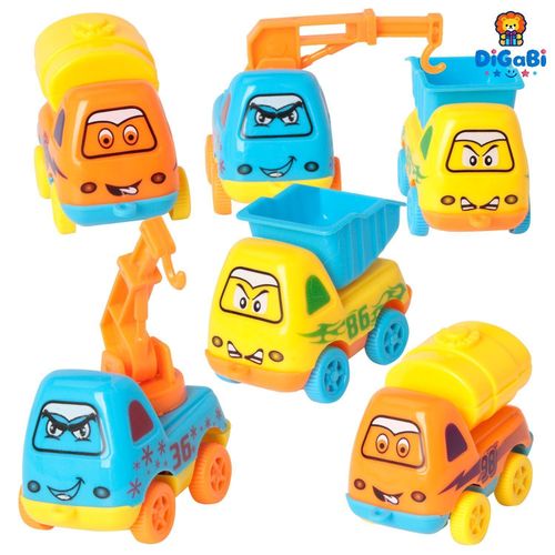 Inertia Toy Early Educational Toddler Baby Toy Friction Powered Cars Push and Go Cars Tractor Dumper Cement Mixer Engineering Vehicles Toys for Children Boys Girls Kids Gift 4PCS