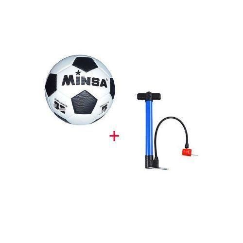Ballon de football taille 5, kit ballon de foot avec pompe, ballon foot minsa noir blanc, ballon entraînement pas cher, pompe à main aiguille ballon, pack football prêt à jouer, ballon de foot classique 32 panneaux, cadeau sport enfant football.