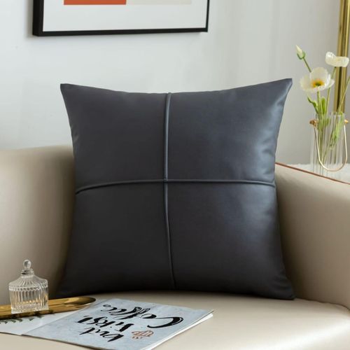 Coussin(s) Decoratif Simili en cuir Luxe - Gris- 45*45CM