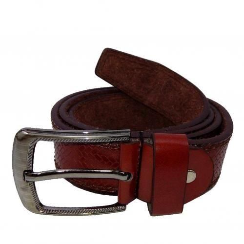 Ceinture Avec Surpiqûres Boucle Ardillon - Marron