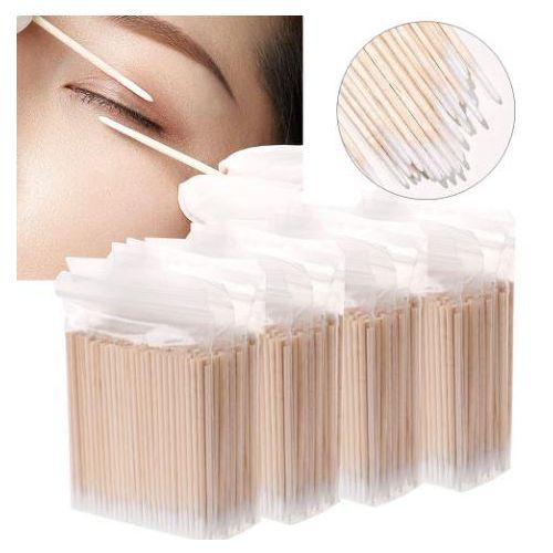 Coton-Tige En Bois Avec Micro Brosse, Bâtons De Cils, Bourgeons, Pointe D'Oreille, Cure-Dents, Maquillage,