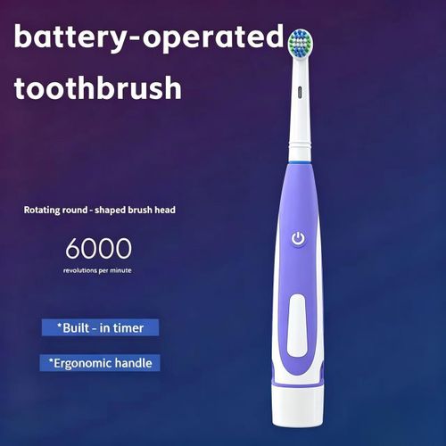 Brosse à dents électrique rotative pour adultes, poils souples en nylon DuPont, étanche, fonctionne sur piles, compatible avec Oral-B