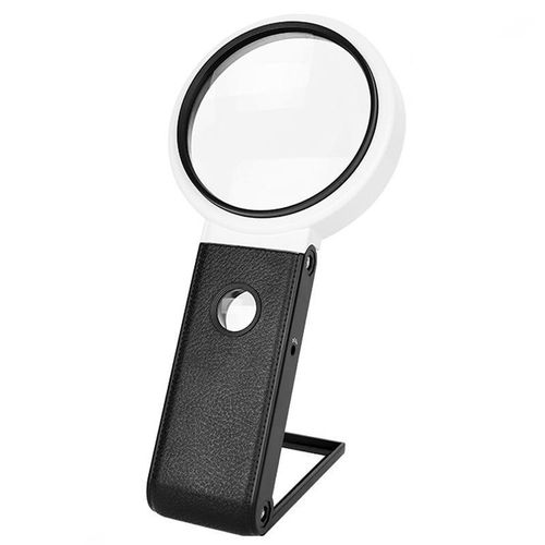 Lupe de bureau pliante 80mm 6X/25X LED pour l'identification des bijoux anciens de lecture