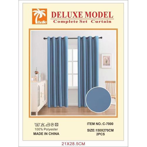 Rideau occultant modèle C-7000 lot de 2 panneaux bleu gris clair 150×270cm, tissu polyester épais pour fenêtre