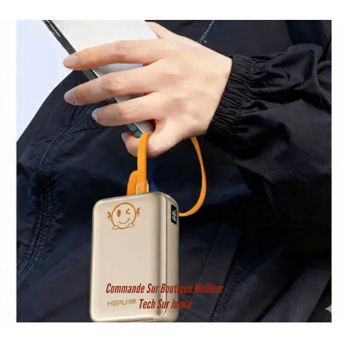 Power Bank 30000mAh HP-A36 Beige - 22W Charge Ultra Rapide - Bonne Qualité - IPhone Samsung Xiaomi Tecno Etc