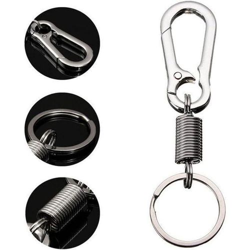 Lot De 12 Porte-clés à Ressort Rétractable En Acier Inoxydable