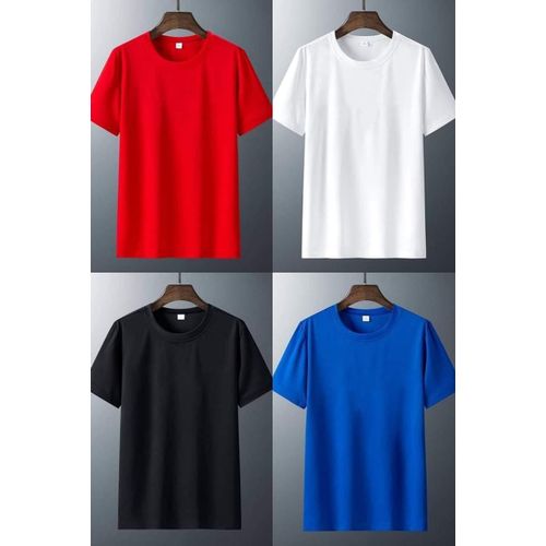 4 T-shirts 100% Coton Bleu-blanc-noir-rouge