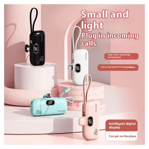 Mini Power Bank 20W Ultra-Compacte avec Câble Intégré – “Pocket Mini”