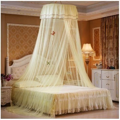 ROYAL Moustiquaire Baldaquin 3 places Dôme En Dentelle Papillon Pour Lit Double