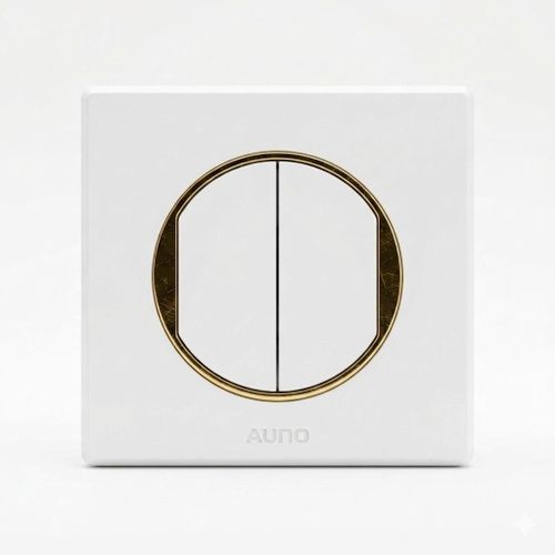 Interrupteur Double Mural Luxe AUNO Blanc & Or – Commutateur Électrique Design Moderne Premium Pour Salon, Chambre & Bureau Haute Qualité