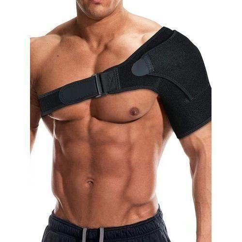 AGREABLE Ceinture de soutien à l'épaule unique, ajustable et respirante pour la salle de sport pour hommes/femmes-gauche, bandage noir