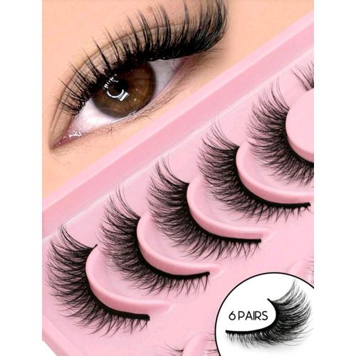 6 paires Faux Cils Naturel Yeux Revolver Noir
