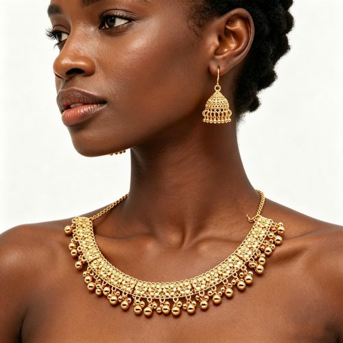 Set de boucles d'oreilles à pampilles & collier – Ensemble de bijoux ornementaux à la mode