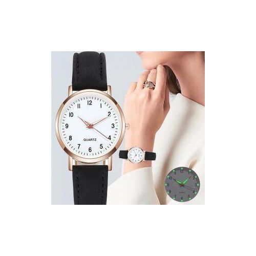 Montre à quartz avec ceinture simple pour femmes - Noir