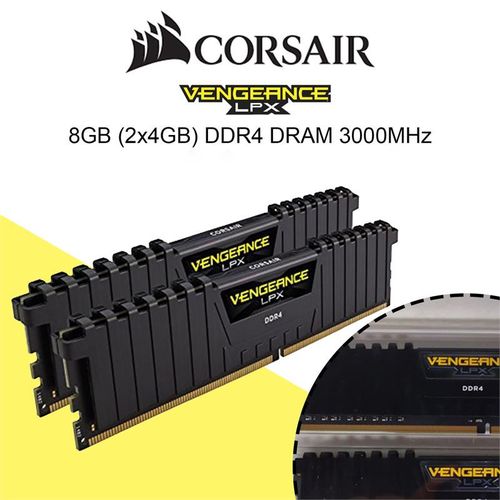 Barrette Memoire -DDR4-8GB (2 X 4GB) - 3000 MHz -NOIR