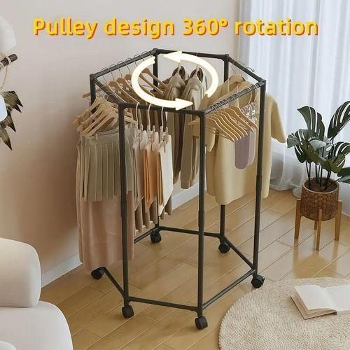 Séchoir à linge rotatif à 360°, support de rangement mobile pour vêtements suspendus, adapté aux chambres et buanderies