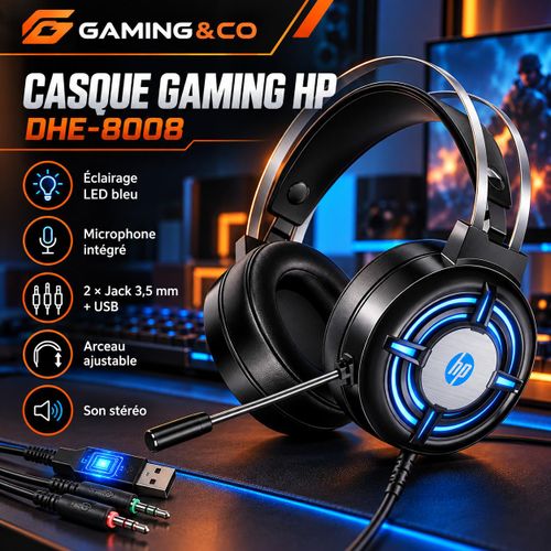 Casque Gamer Filaire HP H120 - Haut-Parleur 50mm - Son Stéréo 3D Immersif & Microphone Flexible 360° - Noir