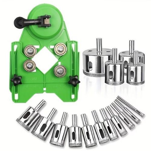 Kit de scie cloche diamantée 11 pièces, forets à carrelage avec guide de coupe à ventouse, forets creux de 4 à 83 mm, pour céramique, verre, carrelage, porcelaine, marbre, granit