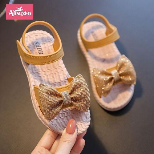 Sandales Filles Princesse, Sandales Enfants Nœud Papillon Chaussures Antidérapantes Décontractées pour Plage