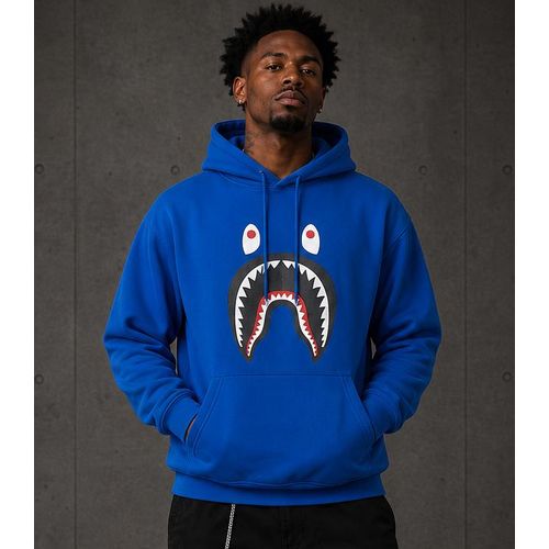 Sweat à capuche homme Bleu imprimé vintage – style urbain moderne