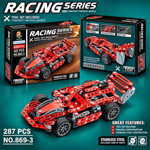 Kit de Construction Voiture de Course en Métal, 287 Pièces, Modèle DIY à Assembler, Jeu Éducatif Créatif pour Enfants dès 6 Ans