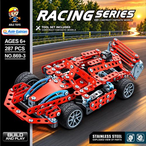 Kit Voiture de Course 287 Pièces – Construction Métallique, Modèle Racing, Kit STEM avec Outils, Jeu de Construction Créatif et Éducatif pour Enfants.